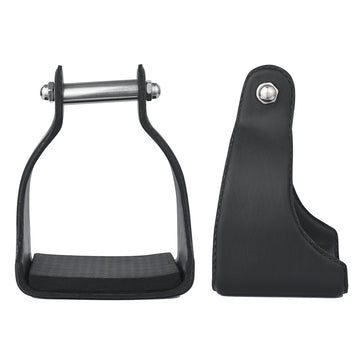 2.5" Neck Bar H Equine Western Horse Heavy-Duty Genuine Leather Alum. padded Stirrups